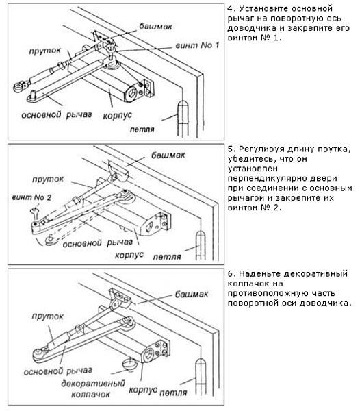 Схема установки доводчика на дверь нора м
